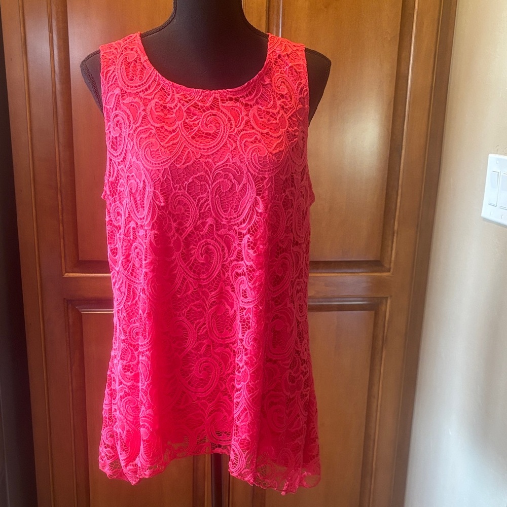 Brittany Black Hot Pink Lace Sleeveless Camisole
